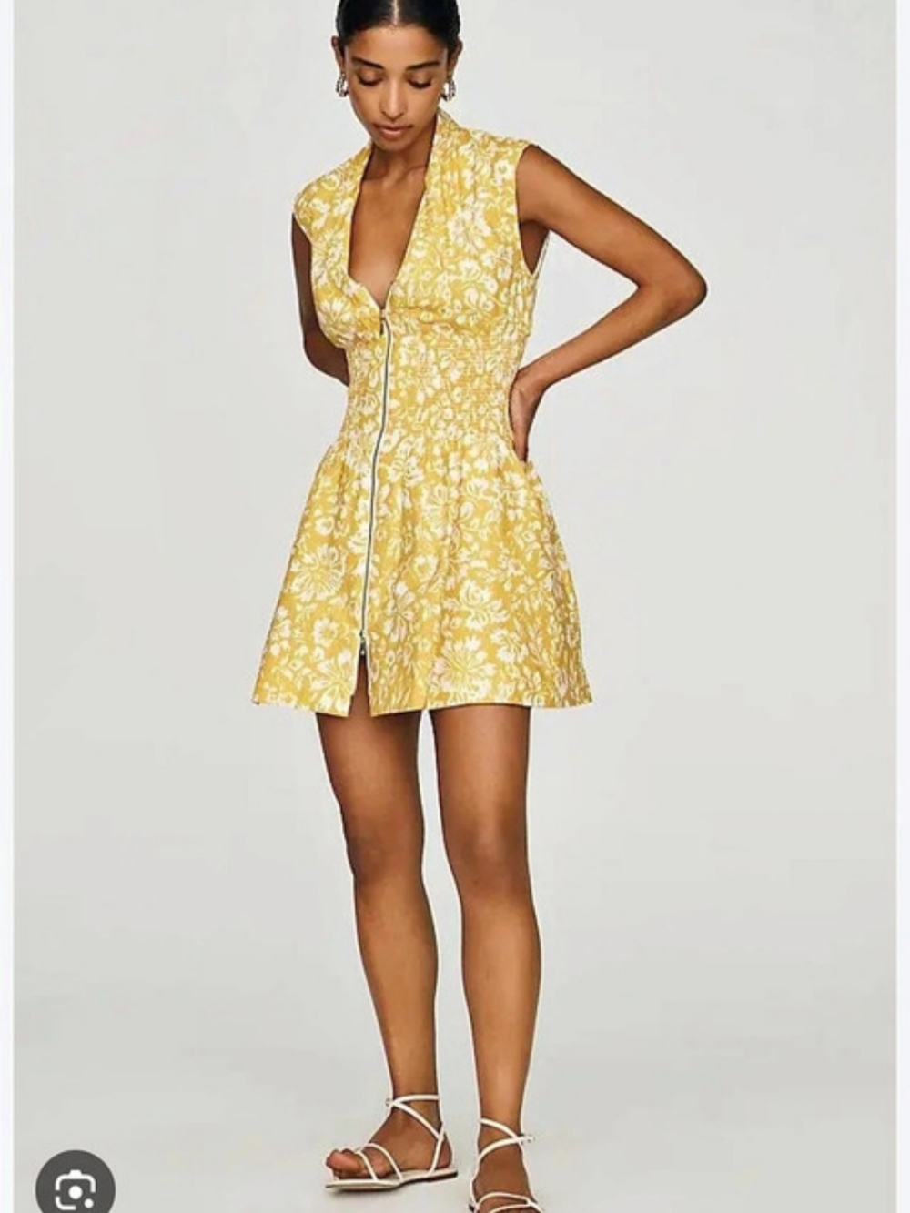 Anthropologie Maeve Tommie Smoked Front Zip Mini Shirt Dress MWOT